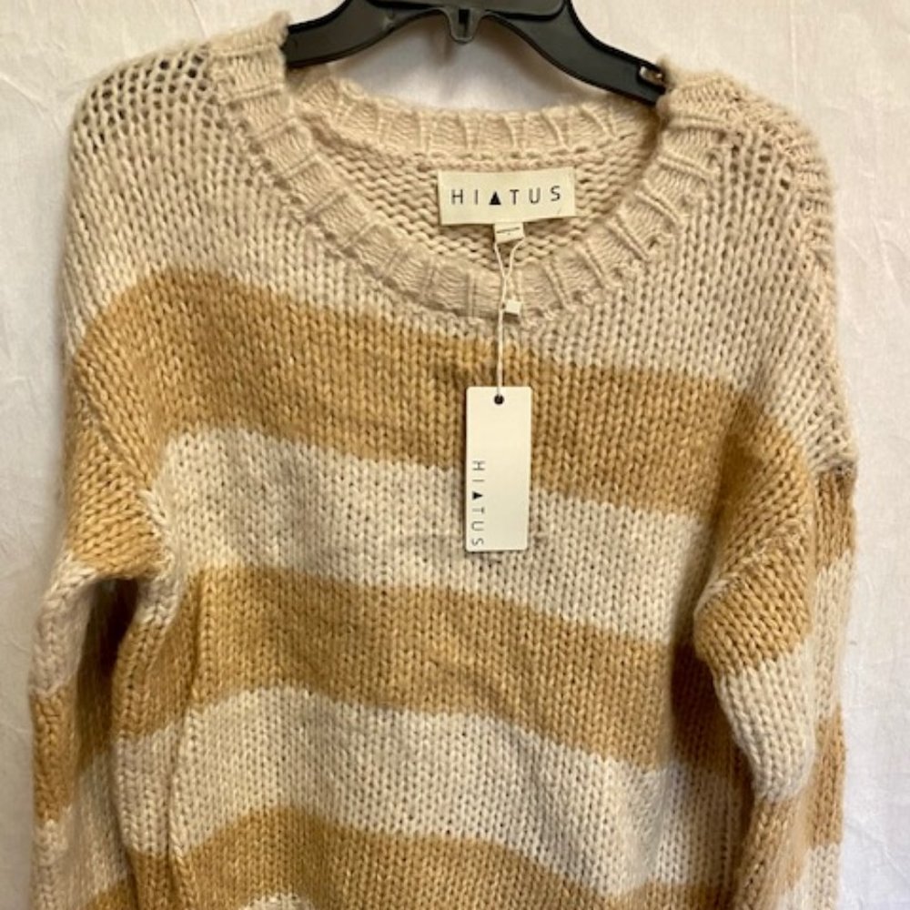 Hiatus Camel Stripe Sweater Sz S